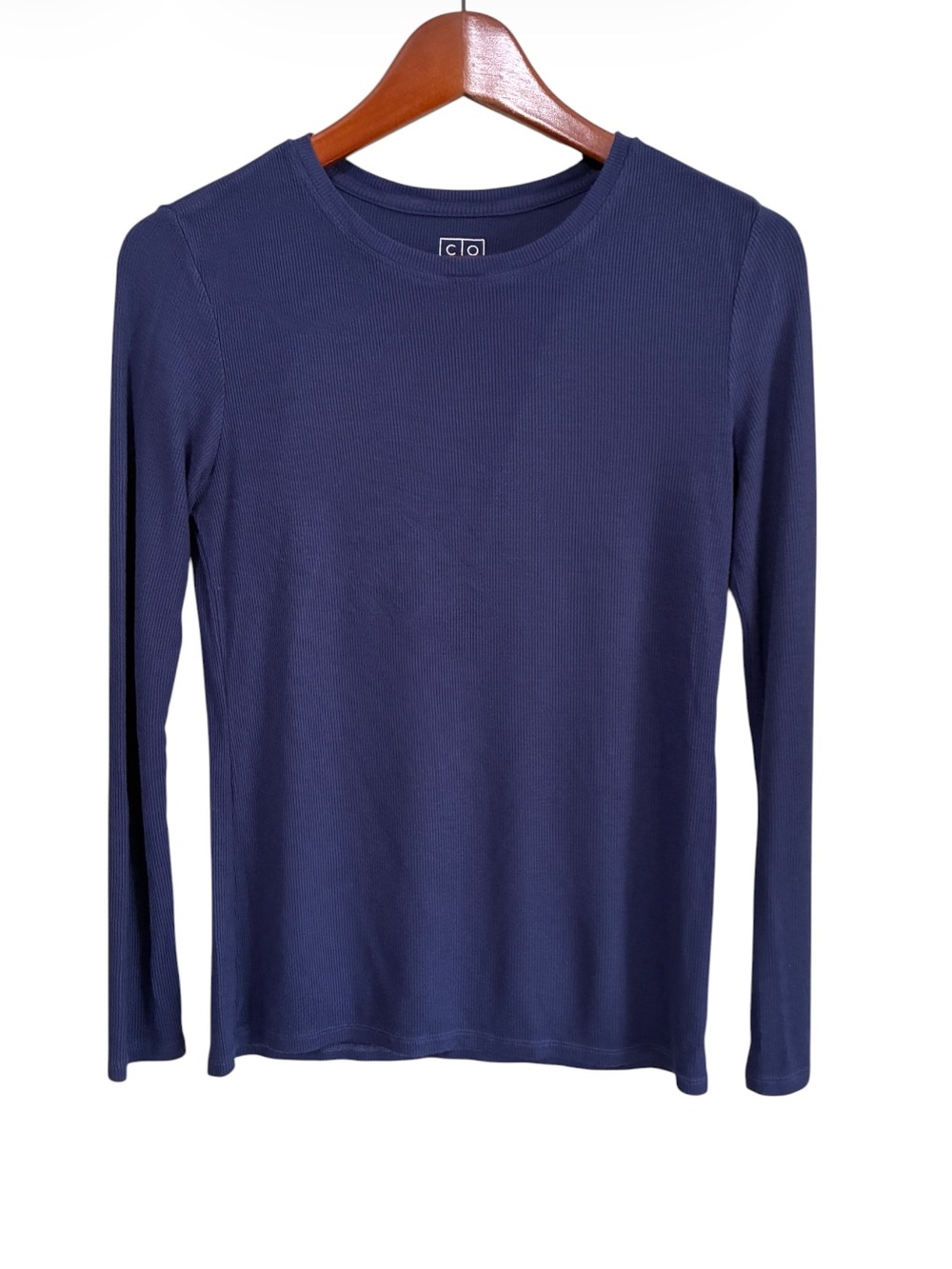 Core Life Women's Blue Ribbed Long Sleeve Tee Top Size Small